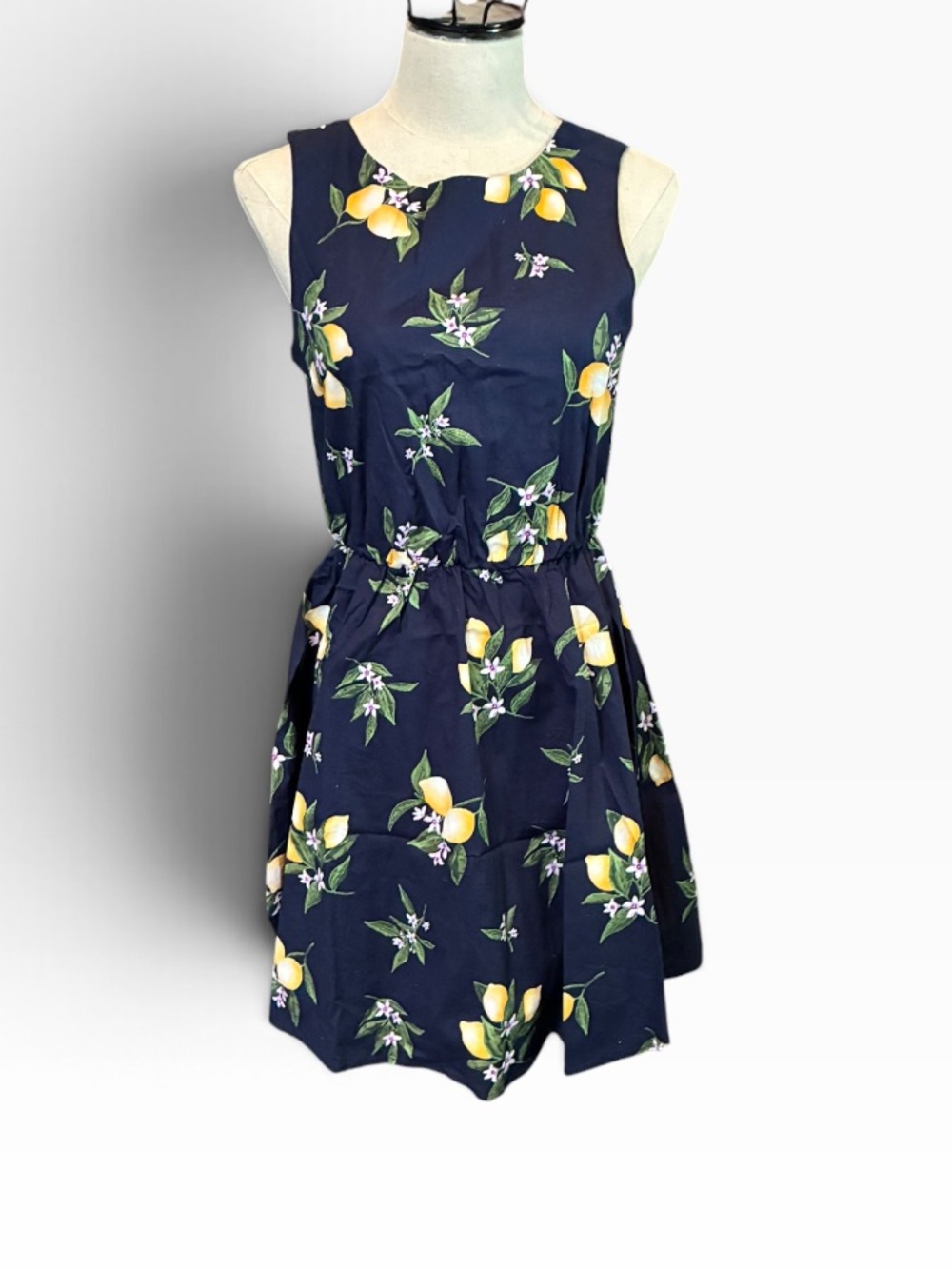 bailey blue Navy Sleeveless Lemon Print Dress